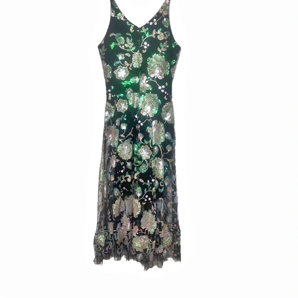 Dress The population Sequin Embroidered Floral Midi Black Dress S - Picture 9 of 10